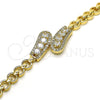 Oro Laminado Fancy Bracelet, Gold Filled Style with White Cubic Zirconia and White Micro Pave, Polished, Golden Finish, 03.283.0241.07 (06 MM Thickness, 7 Inches Length)