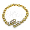 Oro Laminado Fancy Bracelet, Gold Filled Style with White Cubic Zirconia and White Micro Pave, Polished, Golden Finish, 03.283.0241.07 (06 MM Thickness, 7 Inches Length)