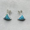 Sterling Silver Stud Earring, with White Cubic Zirconia and Turquoise Pearl, Polished, Silver Finish, 02.399.0035