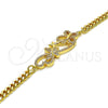 Oro Laminado Fancy Bracelet, Gold Filled Style Butterfly Design, with White Micro Pave, Polished, Golden Finish, 03.195.0002.08 (04 MM Thickness, 8 Inches Length)