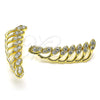 Oro Laminado Earcuff, Gold Filled Style Leaf Design, with White Micro Pave, Polished, Golden Finish, 02.210.0738