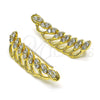 Oro Laminado Earcuff, Gold Filled Style Leaf Design, with White Micro Pave, Polished, Golden Finish, 02.210.0738