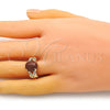 Oro Laminado Multi Stone Ring, Gold Filled Style Leaf Design, with Brown Goldstone Venturina and White Micro Pave, Polished, Golden Finish, 01.284.0061.07 (Size 7)