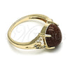 Oro Laminado Multi Stone Ring, Gold Filled Style with Brown Goldstone Venturina and White Micro Pave, Polished, Golden Finish, 01.284.0063.08 (Size 8)