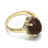 Oro Laminado Multi Stone Ring, Gold Filled Style with Brown Goldstone Venturina and White Micro Pave, Polished, Golden Finish, 01.284.0065.08 (Size 8)