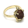 Oro Laminado Multi Stone Ring, Gold Filled Style Turtle Design, with Brown Goldstone Venturina and White Micro Pave, Polished, Golden Finish, 01.284.0066.08 (Size 8)
