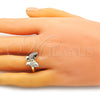Oro Laminado Multi Stone Ring, Gold Filled Style Butterfly Design, with White Micro Pave, Polished, Golden Finish, 01.284.0070.08 (Size 8)