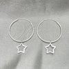 Sterling Silver Small Hoop, Star Design, Polished, Silver Finish, 02.401.0012.25