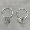 Sterling Silver Small Hoop, Heart Design, with Ivory Pearl, Polished, Silver Finish, 02.401.0018.15