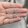 Sterling Silver Small Hoop, Star Design, Polished, Silver Finish, 02.401.0021.15