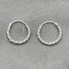 Sterling Silver Small Hoop, Twist Design, Diamond Cutting Finish, Silver Finish, 02.401.0027.12