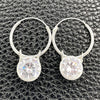 Sterling Silver Small Hoop, with White Cubic Zirconia, Polished, Silver Finish, 02.401.0045.15