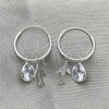 Sterling Silver Small Hoop, Airplane Design, with White Cubic Zirconia, Polished, Silver Finish, 02.401.0046.15