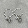Sterling Silver Small Hoop, Cross and Star Design, with White Cubic Zirconia, Polished, Silver Finish, 02.401.0050.15