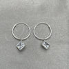 Sterling Silver Small Hoop, with White Cubic Zirconia, Polished, Silver Finish, 02.401.0053.15