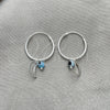 Sterling Silver Small Hoop, Evil Eye and Moon Design, with Aqua Blue Crystal, Polished, Silver Finish, 02.402.0006.15