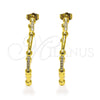 Oro Laminado Stud Earring, Gold Filled Style with White Micro Pave, Polished, Golden Finish, 02.210.0744