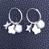 Sterling Silver Small Hoop, Shell and Star Design, Polished, Silver Finish, 02.402.0023.15