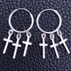 Sterling Silver Small Hoop, Cross Design, Polished, Silver Finish, 02.402.0024.15