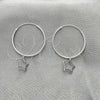 Sterling Silver Small Hoop, Star Design, Polished, Silver Finish, 02.402.0027.25