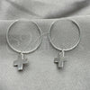 Sterling Silver Small Hoop, Cross Design, Polished, Silver Finish, 02.402.0028.25