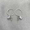 Sterling Silver Small Hoop, Cross Design, with White Cubic Zirconia, Polished, Silver Finish, 02.402.0033.15