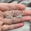 Sterling Silver Small Hoop, with White Cubic Zirconia, Polished, Silver Finish, 02.402.0040.15
