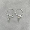 Sterling Silver Small Hoop, Cross Design, with Ivory Pearl, Polished, Silver Finish, 02.402.0053.15