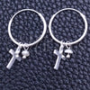 Sterling Silver Small Hoop, Cross Design, with Ivory Pearl, Polished, Silver Finish, 02.402.0053.15