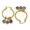 Oro Laminado Small Hoop, Gold Filled Style Evil Eye Design, Multicolor Resin Finish, Golden Finish, 02.63.2749.2.25
