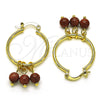 Oro Laminado Small Hoop, Gold Filled Style with Brown Goldstone Venturina, Polished, Golden Finish, 02.63.2751.25