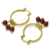 Oro Laminado Small Hoop, Gold Filled Style with Brown Goldstone Venturina, Polished, Golden Finish, 02.63.2751.25