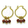 Oro Laminado Small Hoop, Gold Filled Style with Brown Goldstone Venturina, Polished, Golden Finish, 02.63.2751.25