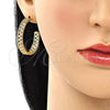 Oro Laminado Stud Earring, Gold Filled Style with White Micro Pave, Polished, Golden Finish, 02.195.0155