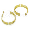 Oro Laminado Stud Earring, Gold Filled Style Paperclip Design, Polished, Golden Finish, 02.213.0407
