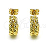 Oro Laminado Stud Earring, Gold Filled Style Twist Design, Polished, Golden Finish, 02.213.0408