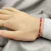 Sterling Silver Fancy Bracelet, Ball Design, with Orange Red Crystal, Polished, Silver Finish, 03.402.0001.6.07 (02 MM Thickness, 7 Inches Length)