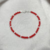 Sterling Silver Fancy Bracelet, Ball Design, with Orange Red Crystal, Polished, Silver Finish, 03.402.0001.6.07 (02 MM Thickness, 7 Inches Length)
