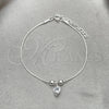 Sterling Silver Adjustable Bolo Bracelet, Heart and Ball Design, with White Cubic Zirconia, Polished, Silver Finish, 03.402.0010.07 (02 MM Thickness, 7 Inches Length)
