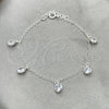 Sterling Silver Adjustable Bolo Bracelet, Ball Design, with White Cubic Zirconia, Polished, Silver Finish, 03.402.0011.07 (02 MM Thickness, 7 Inches Length)
