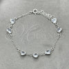 Sterling Silver Adjustable Bolo Bracelet, Heart Design, with White Cubic Zirconia, Polished, Silver Finish, 03.402.0012.07 (02 MM Thickness, 7 Inches Length)