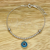Sterling Silver Adjustable Bolo Bracelet, Ball and Evil Eye Design, with Blue Topaz Crystal, Polished, Silver Finish, 03.402.0014.07 (02 MM Thickness, 7 Inches Length)
