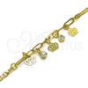 Oro Laminado Charm Bracelet, Gold Filled Style Crown and Paperclip Design, with White Crystal, Polished, Golden Finish, 03.63.2256.08 (03 MM Thickness, 8 Inches Length)