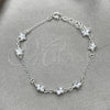 Sterling Silver Fancy Bracelet, Star Design, with White Cubic Zirconia, Polished, Silver Finish, 03.401.0002.07 (02 MM Thickness, 7 Inches Length)