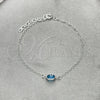 Sterling Silver Fancy Bracelet, Evil Eye Design, with Blue Topaz Crystal, Polished, Silver Finish, 03.401.0003.07 (02 MM Thickness, 7 Inches Length)