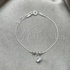 Sterling Silver Fancy Bracelet, Ball Design, with White Cubic Zirconia, Polished, Silver Finish, 03.401.0009.07 (04 MM Thickness, 7 Inches Length)