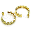 Oro Laminado Medium Hoop, Gold Filled Style Hand of God Design, with White Micro Pave, Polished, Golden Finish, 02.210.0779.30