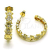 Oro Laminado Medium Hoop, Gold Filled Style Hand of God Design, with White Micro Pave, Polished, Golden Finish, 02.210.0779.30