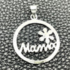 Sterling Silver Fancy Pendant, Mom Design, Polished, Silver Finish, 05.392.0073