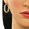 Oro Laminado Medium Hoop, Gold Filled Style Turtle Design, with White Micro Pave, Polished, Golden Finish, 02.210.0795.30